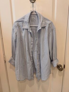 aerie Blue and White Striped Button-Up Shirt